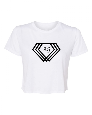 White/ Black AG Logo Crop Top